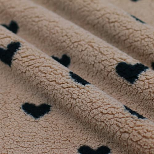 Die Stofftante Teddy Teddystoff | Teddyplüsch | mit Herzen | 3 Farben | ab 50x150cm (braun-schwarz)