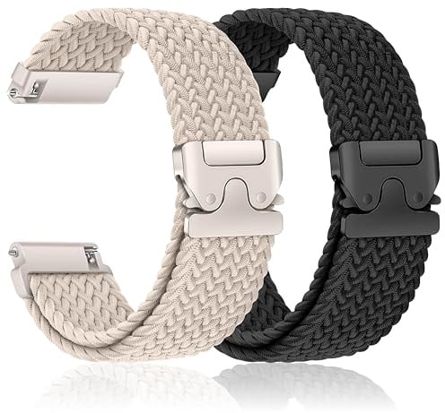 2Pcs Geflochtenes Armband für Garmin Venu 4 41mm/3S 2S/Vivoactive 4S 3S/Vivomove 3S/Forerunner 255S Music 265S Band,Uhrenarmband 18mm Nylon Band für Huawei Watch 5 42mm/GT 6/5/4 41mm/GT5 Pro 42mm