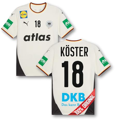 PUMA Original DHB Handball Trikot Herren [Home Euro 2026] Offizielles Handball Trikot [Köster 18] Sportbekleidung Sport Tshirts Herren Shirt Männer I Gr. L