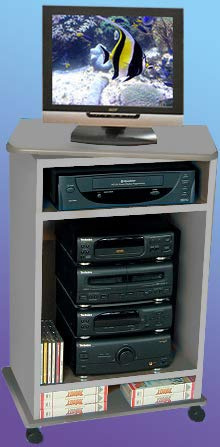 Carrello Porta TV Piano girevole, Grigio Alluminio L 54 cm x P 35 cm x H 81 cm