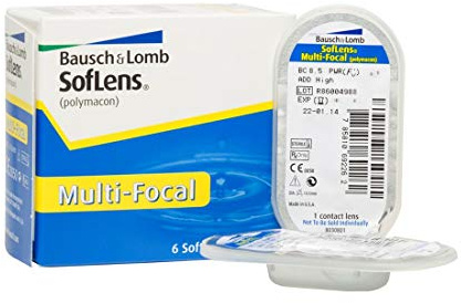 Bausch + Lomb SofLens Multifocal Monatslinsen, Gleitsicht-Kontaktlinsen, weich, 6 Stück BC 8.5 mm/DIA 14.5/1.25 Dioptrien