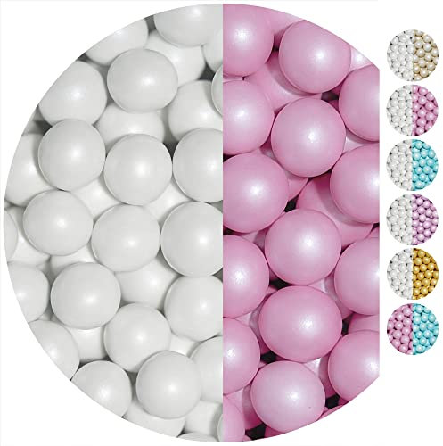 EinsSein 0,7kg Crispy chocolat Dragees perles mariage Mix grand blanc-rose perle -ca.1,8 cm perles- dragées baptême communion amandes feter et recevoir fêter de fete couleur pas cher aux bombe tag