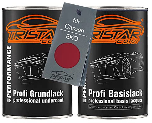 TRISTARcolor Peinture voiture Kit pot prêt à la pulvérisation pour Citroen EKQ Rouge Lucifer Perol. / Rojo Lucifer Per. peinture de fond + peinture de base 2 litres 2000 ml