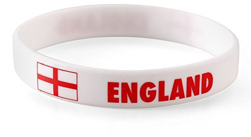 Komonee 5 x England St George Cross White World Cup Sports Event Football Country National Flag Silicone Wristbands
