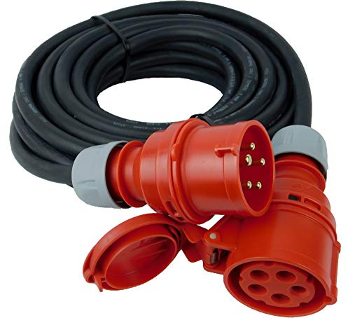 NWP CEE-Verlängerung 10m 400V 16A, Schwarz, IP44 5x2,5 mm² H07RN-F - Gummischlauchleitung, Verlängerungskabel für Baustelle, Industrie, Außenbereich