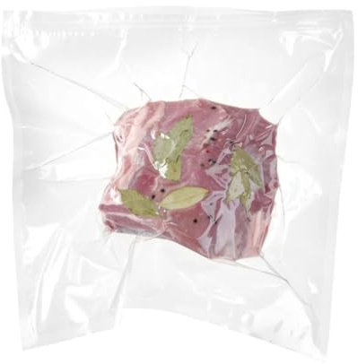HENDI Vakuumbeutel, für Vakuum-Verpackungsmaschine, Vakuumiergerät, Kochbeutel, 75µm, -20°C bis +100°C, Innenschicht Polyethylen 60µm, Aussenschicht Polyamid 15µm, 50 Stück, 400x400mm