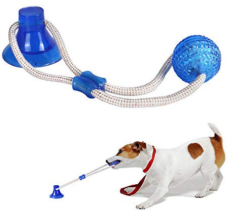 Qilmy Jouet à ventouse pour chien, corde interactive multifonction pour tirer, mâcher