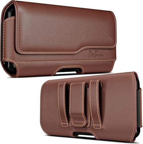 DeBin Holster for iPhone 16 16e 16 Pro 15, 15 Pro 14 13 12 11 X Xs 10 XR, Galaxy S25 S24 5G, S23, S22 - Cell Phone Belt Holder Clip Case Pouch Cover (Fit Cellphone with Otterbox Commuter Case on)Black