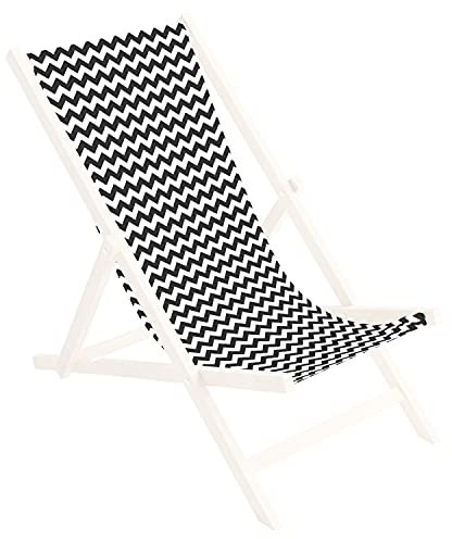 Ferocity Ersatz-Stoffbezug 131x44 cm Wechselbarer Liegestuhl Stoffbezug 100% Polyester für Holz-Liegestuhl Klappliegestuhl Motiv Zig-Zag [119]
