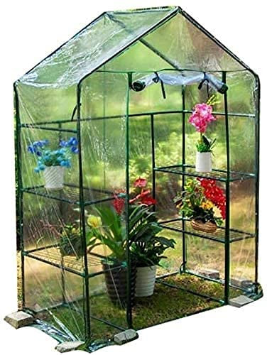 Mini Serre de Jardin Outsunny Serre Abri pour Plantes Promenade dans la serre de jardinage de plantes d'extérieur 2 niveaux 6 étagères - Porte à panneau zippée enroulable Abri de jardin en plasti