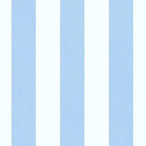 Streifentapete Tapete Little Love 381485 38148-5 A.S. Création Tapete für Kinderzimmer | Blau Weiß | 10,05 x 0,53 m