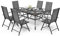 PHI VILLA 6+1 Garden Table and Chairs Set of 6 Patio Seating Folding Chair 6X Adjustable with 7 Seating Positions and Metal Dinning Table Garden Furniture Sets Weather-resistant (Gray)