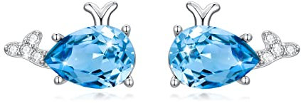 Mädchen Kinder Ohrringe 925 Sterling Silber Blaue Kristall Ohrringe Wal Blaue Fisch Ohrstecker Tier Schmuck Geschenke Kinder Mädchen Damen