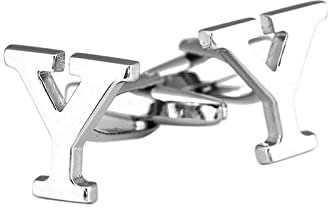 Wycian Manschettenknöpfe Initialien, Cufflinks with Initials Anfängliches Y Silber Kupfer für Männer Vater Freund Tuxedo Shirt
