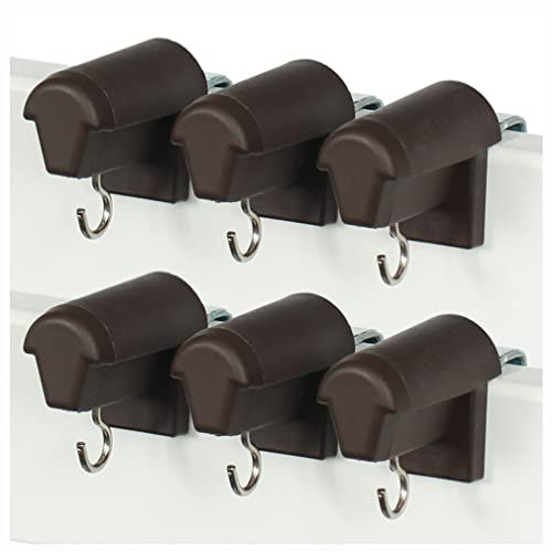 KLEMMFLEX 3 paia di ganci per finestre marroni, stabili, regolabili, senza fori, per appendere decorazioni per finestre e rullo di bambù alla finestra in PVC o alla porta del balcone in PVC