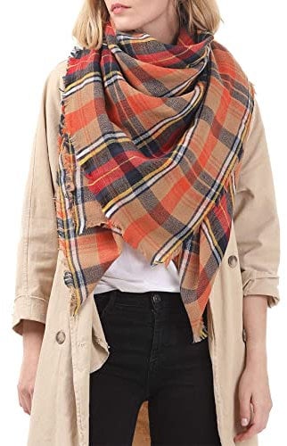 Schals & Tücher Für Damen, Halstuch Damen, Schal Damen Winter Kuschelig, Damenschal Winter Orange Einheitsgröße