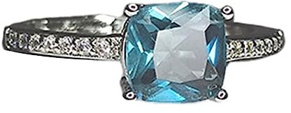 Générique Faux diamant bague, bagues de fiançailles bande de diamant zircon topaze bleu micro-incrusté pour les femmes, 7 nouvellement publié