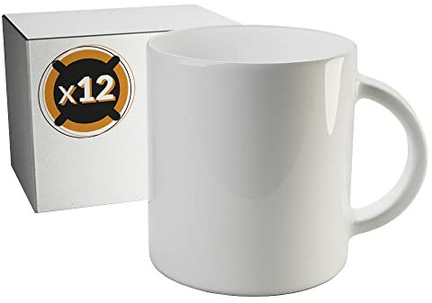 PixColor - 12 tazze per sublimazione in ceramica | 350 ml | Categoria AAA | Lavabile in lavastoviglie e utilizzabile nel microonde