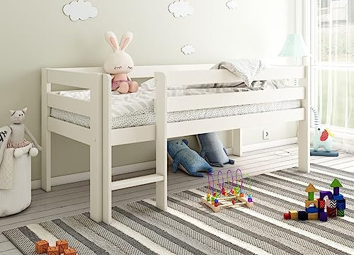 Flair Furnishings Noomi Solid Wood Shorty (175x75cm) Mid Sleeper - White