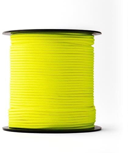 SNURO Corda di nylon (3mm, 100M, giallo fluo) - Corda intrecciata in poliammide fluorescente per qualsiasi applicazione - Resistente agli agenti atmosferici - Forza di rottura 170kg