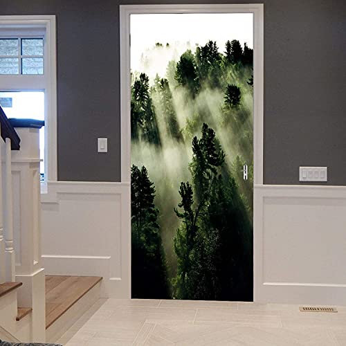 Türfolie Türtapete Türposter Selbstklebend 3D Fototapete Klebefolie Tür Mit Motiv Türaufkleber Kinderzimmer Wald Berg Naturlandschaft 90 X 200 Cm