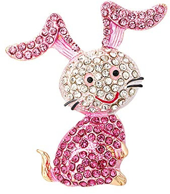 Broche En Forme De Lapin Rose En Strass Pour Femmes Et Filles Plaqué Or Jolie Broche En Cristal De Dessin Animé Accessoires De Robe De Pâques Cadeau Pour Fille Amoureux Des Animaux Domestiques