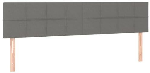 vidaXL Kopfteil 2 STK., Bettkopfteil mit Holzbeinen, Höhenverstellbar Polsterkopfteil für Bett, Betthaupt Bettzubehör Schlafzimmer, Dunkelgrau 80x5x78/88cm Stoff