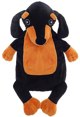 Olivia Rocco Novelty Animal Hot Water Bottle, Fluffy Hot Water Bottles with Cover for Kids Or Adults, 1L Natural Rubber Hot Water Bag for Long Lasting Heat, Dachshund