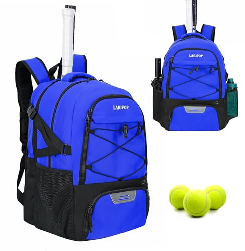 LARIPOP Tennistasche, Tennisrucksack für Damen und Herren, 2 Schläger mit separatem Schuhfach für Pickleball-Tennis-Badmintonschläger