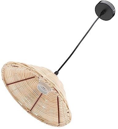 Housoutil Rattan-kronleuchter Chinesische Pendelleuchte Käfigschutz Für Glühbirnen Geflochtener Glühbirnen-käfigschutz Geflochtene Pendelleuchte Vintage Pendelleuchte Esstisch Decke Bambus
