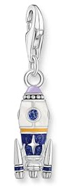 THOMAS SABO Charm-Anhänger Rakete mit bunter Kaltemaille Silber geschwärzt 925 Sterlingsilber, Geschwärzt, Kaltemail
