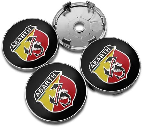 KardoL 4 Stück 60mm für Auto Radnabenkappen Kompatibel mit für FIAT Abarth 500 Panda Grande Punto 124 - stark und robust - Nabenkappe für Auto,A