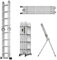4.7M Folding Ladder, 15.4FT Aluminium Ladder, 14-in-1 MultiPurpose Ladder, Combination Step Ladder for Home DIY Building Use with Platform, Max Load 150kg/330lb