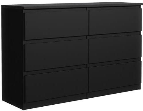 MebLocker Kommode mit 6 Schubladen 120 cm Ideal für Wohnzimmer, Schlafzimmer, Kinderzimmer, Jugendzimmer und Büro Moderne Elegante Lösung für stilvolle Aufbewahrung (Schwarz)