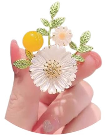 Broche en forme de marguerite en émail pour femme, jolie breloque marguerite/tournesol/pivoine, bijoux pour vestes, sacs à dos, écharpes, accessoires de vêtements, Acier allié, Strass