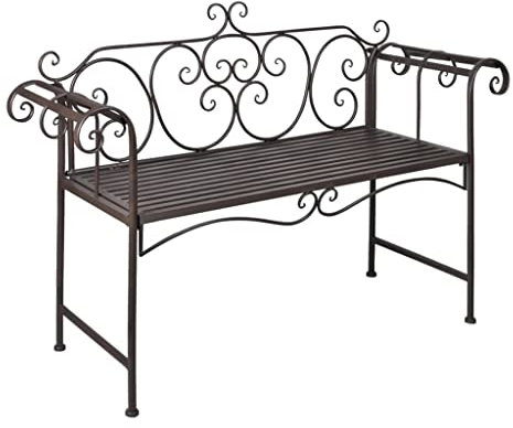 DYRJDJWIDHW Garten Bank,eckbank Balkon,Balkon sitzbank,Gartenbank 132 cm Stahl Antik BraunGeeignet für draußen, Garten, Pool