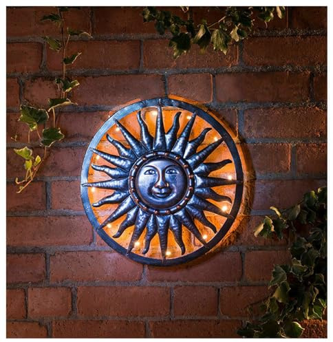 Homme Concept – Sun Solar Powered Outdoor Garden Metal Wall Art, Solar Garden Ornaments, Solar Lights Outdoor, Garden Decoration Pathway Lights.