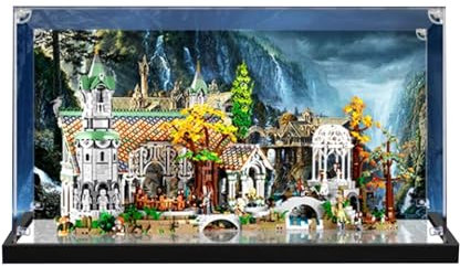 SONNIES Acryl-Vitrine für Lego 10316 Rivendell Castle, staubdichte Box, Aufbewahrungsbox, transparente Box, Displaybox kompatibel mit Lego 10316 (nur Hülle, kein Modell) (lackiert)