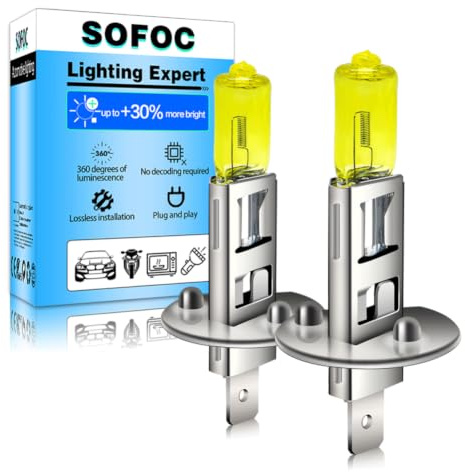 SOFOC H1 Lampe P14.5S 12V 100W Hellgelb 4000K Scheinwerfer Frontnebelscheinwerfer 1500Lm +30% Helligkeit Direkter Ersatz Halogen 2Pcs