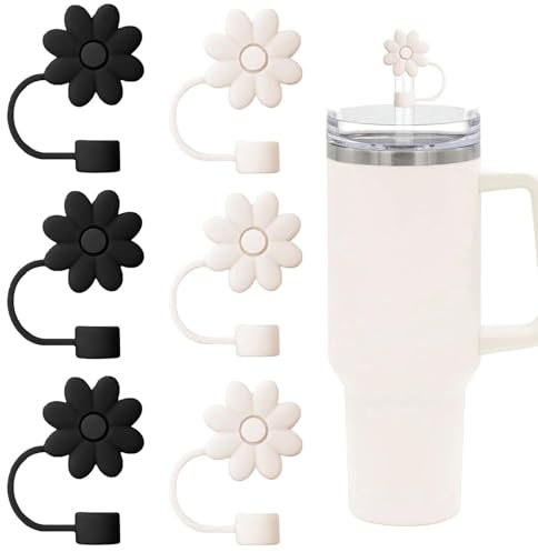 6pcs Straw Covers Cap for Stanley Cup, 10mm Dust-Proof Silicone Straw Toppers, Reusable Straws Cover Tips for Stanley 40/30 Oz Tumbler Accessories
