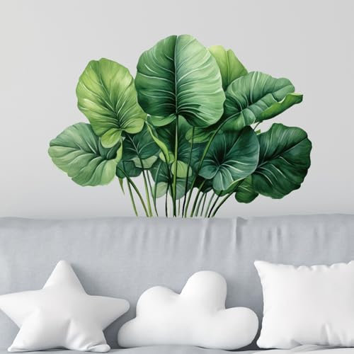 astylishome Wandsticker Wandtattoo Wandaufkleber XXL Grün Pflanze Blätter 28.5 x 90 cm Wall Stickers Wohnzimmer Schlafzimmer Wanddeko Selbstklebend 0210