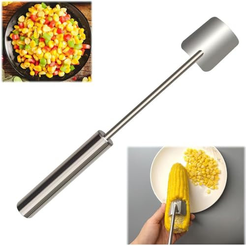 Lipwort Corn Peeler Stripper, Stainless Steel Blade & Handle, Serrated Edge, Silver, Modern Design, Corn Kernel Remover