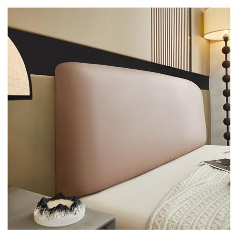 CZADMXP Bett Kopfteil Überzug Stretch Leder Kopfteilbezug Für Bett, Schutzhülle Bettkopfteil Schonbezug für Schlafzimmer Dekoration (Khaki,220cm)