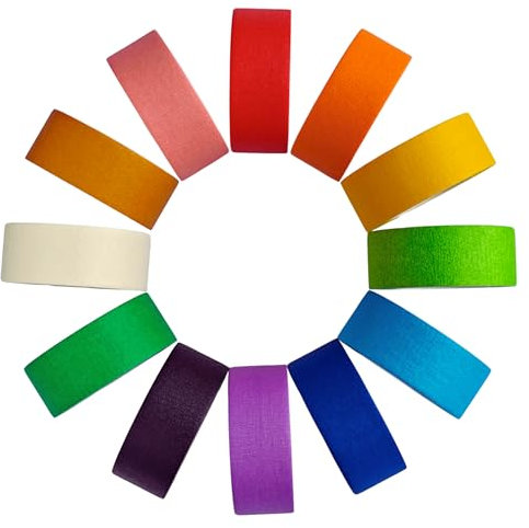 SIMON&ISAAC - Nastro adesivo colorato per il fai da te, nastro decorativo, per insegnanti, per bricolage, 12 colori x 13 m x 25 mm