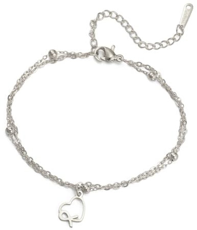 TEAMER Bracelet contre le cancer du sein Pendentif ruban rose Symbole de sensibilisation Ruban contre le cancer Bijoux inspirants pour femmes (Argent)