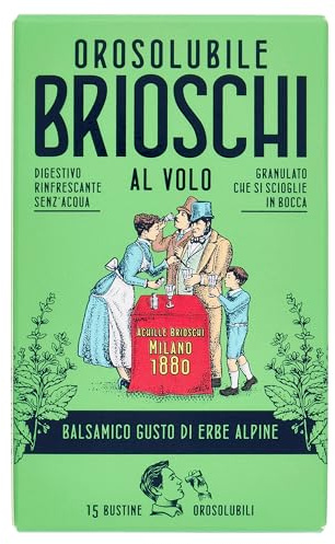 Orolöslich Brioschi al volo Alpenkräuter - 15 Beutel Verdauungs- und Brausegranulat zur Verwendung ohne Wasser - mit balsamischem Alpenkräutergeschmack - für eine sofortige und leckere Linderung - 15