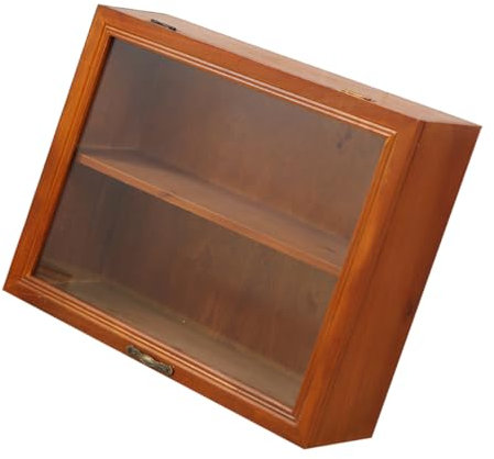 ETHZZLE Vintage Display Cabinet Retro Aufbewahrungsschrank Mit Tür Tisch Und Wandmontage Kleine Vitrine Für Figuren Und Sammlerstücke 2 Ebenen Staubdicht Dekoration