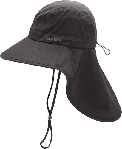 CHILLOUTS Sonnenhut mit Nackenschutz Sommerhut Strandhut Safarihut Damen/Herren - Kinnband Frühling-Sommer Sommer