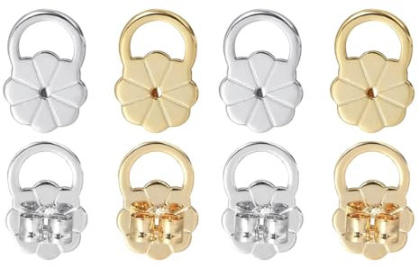 MIRKUZI Ohrringverschlüsse 8er-Pack Ohrringheber, verstellbare Ohrringheber, Ohrläppchenheber, Ohrring-Rückenheber für Damen