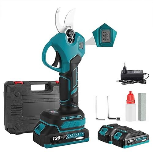 Sécateur Électrique sans Fil pour Makita 18V Batterie, Sécateur électrique 30mm avec 2x7500mAh Batterie, Secateur de Jardin avec Écran, Sécateur à Batterie pour le Jardinage et l'élagage (2Batteries)
